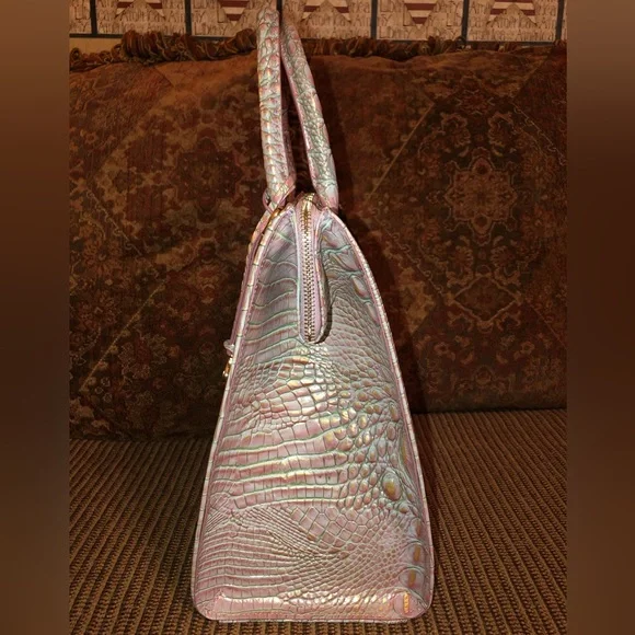 NWT-Brahmin-Caroline Satchel-Flirty Ombré Melbourne-Croc Embossed Leather-$345 - Picture 8 of 14
